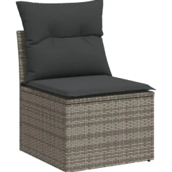 vidaXL 8-delige Loungeset kussens - hout armsteun & salontafel - Grijs