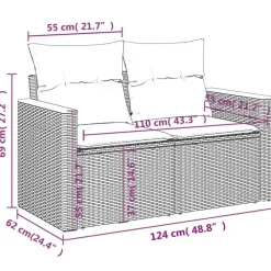 vidaXL 8-delige Loungeset kussens - hout armsteun & salontafel - Grijs