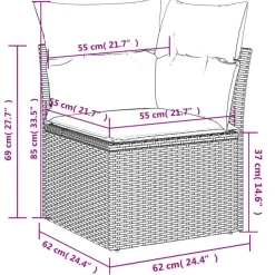 vidaXL 8-delige Loungeset kussens - hout armsteun & salontafel - Grijs