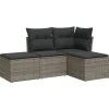 Loungesets-vidaXL 4-delige Loungeset met kussens - 4 personen - Grijs - Poly rattan