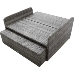 Loungebanken-vidaXL 2-delige Loungeset met kussens poly rattan grijs