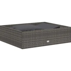 Loungebanken-vidaXL 2-delige Loungeset met kussens poly rattan grijs
