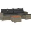 Loungesets|Loungesets-vidaXL 6-delige Loungeset met kussens en salontafel - Grijs - Poly rattan