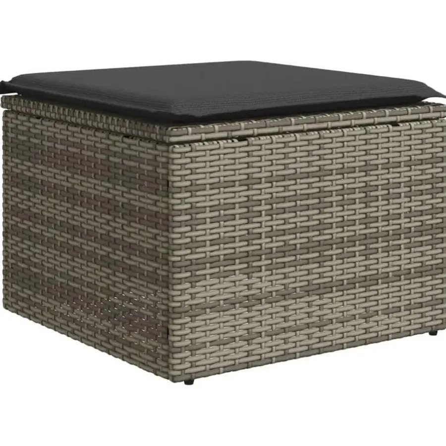 vidaXL 6-delige Loungeset met kussens en hout armsteun - Grijs