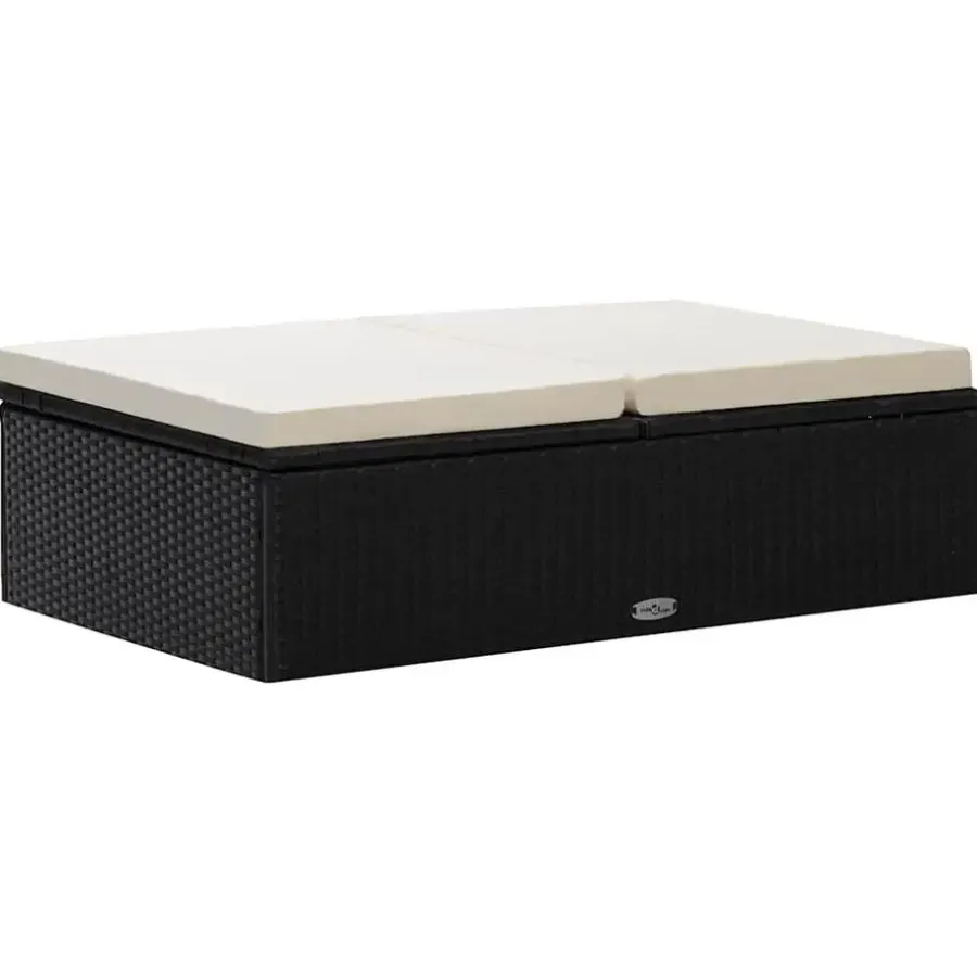 vidaXL 2-delige Loungeset met kussens poly rattan zwart