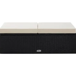 vidaXL 2-delige Loungeset met kussens poly rattan zwart