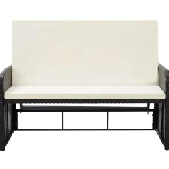 vidaXL 2-delige Loungeset met kussens poly rattan zwart