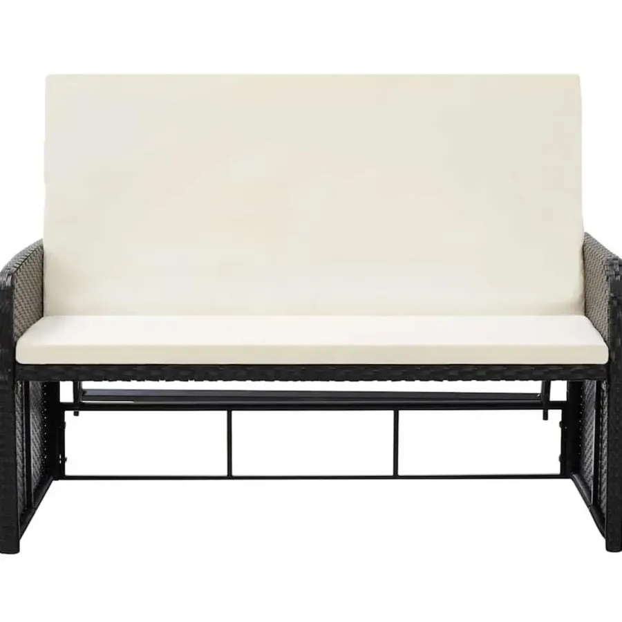 vidaXL 2-delige Loungeset met kussens poly rattan zwart
