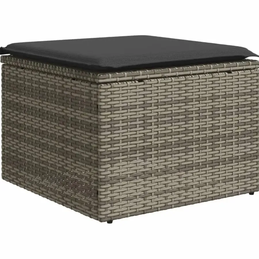 Loungesets-vidaXL 4-delige Loungeset met kussens en kruk - hout armsteun - Grijs
