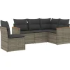 Loungesets-vidaXL 5-delige Loungeset voor 5 met kussens - Gris - Poly rattan