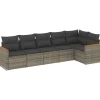 Loungebanken-vidaXL 6-delige Loungeset voor 6 met kussens - Gris - Poly rattan