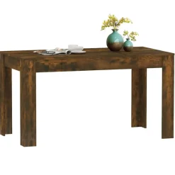 Rechthoekige Eettafels-vidaXL Eettafel - Gerookt eiken - Bewerkt hout - 140x74.5x76 cm