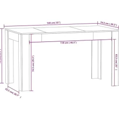 Rechthoekige Eettafels-vidaXL Eettafel - Gerookt eiken - Bewerkt hout - 140x74.5x76 cm
