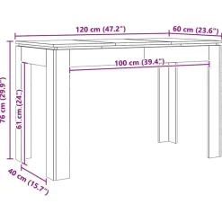 Rechthoekige Eettafels-vidaXL Eettafel - Rechthoekige tafel - Artisanaal eiken - Hout - 120x60x76 cm