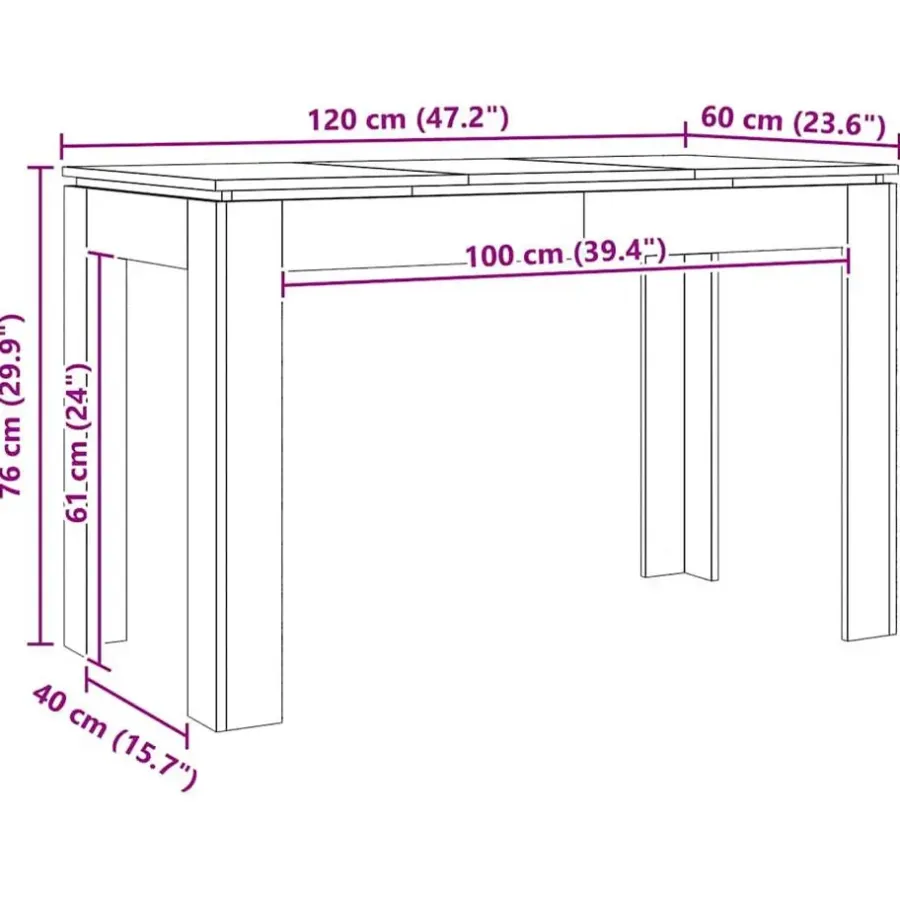 Rechthoekige Eettafels-vidaXL Eettafel - Rechthoekige tafel - Artisanaal eiken - Hout - 120x60x76 cm