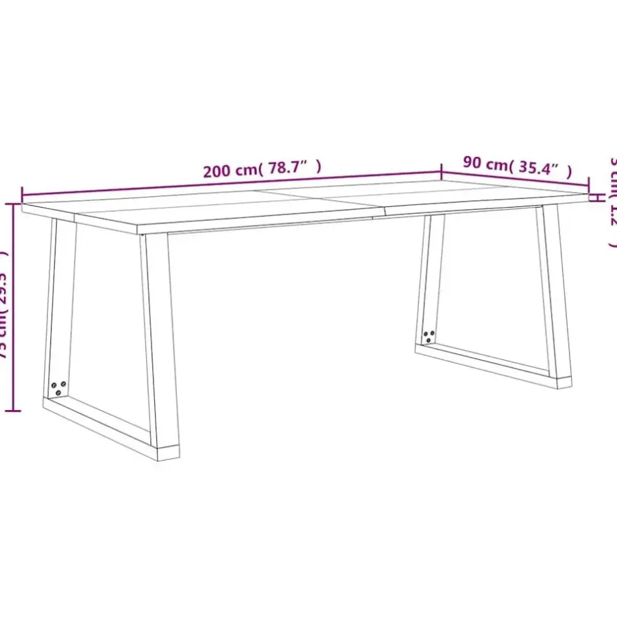 vidaXL Eettafel - Rechthoekige tafel - Massief acaciahout en staal - 200x90 cm