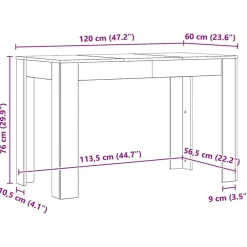 Rechthoekige Eettafels-vidaXL Eettafel - Rechthoekige tafel - Artisanaal eiken - Hout - 120x60 cm
