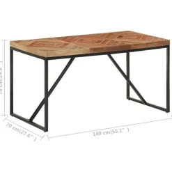 vidaXL Eettafel - Rechthoekige tafel - Massief acaciahout&mangohout - 140x70 cm