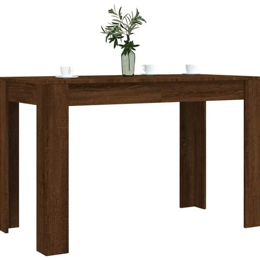 Rechthoekige Eettafels-vidaXL Eettafel - Rechthoekige tafel - Bruin eiken - Bewerkt hout - 120x60x76 cm