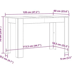 Rechthoekige Eettafels-vidaXL Eettafel - Rechthoekige tafel - Bruin eiken - Bewerkt hout - 120x60x76 cm
