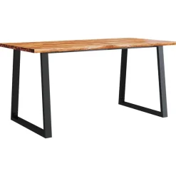 Rechthoekige Eettafels|Industriële Eettafels-vidaXL Eettafel - Rechthoekige tafel - Massief acaciahout en staal - 160x80 cm