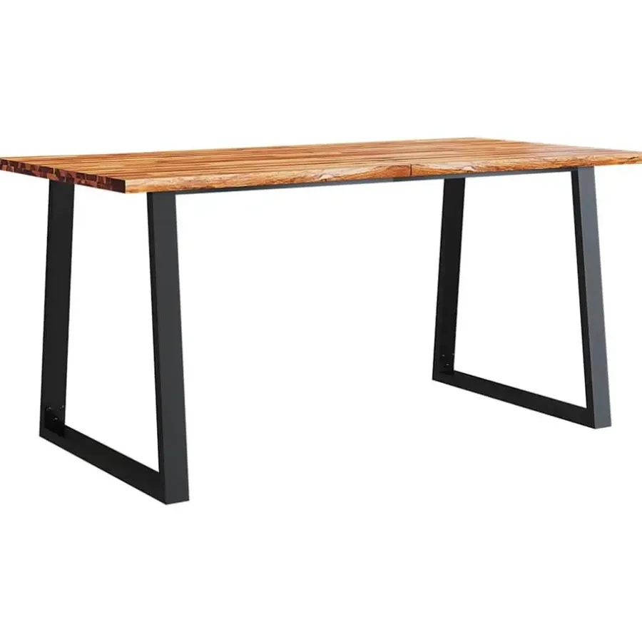 Rechthoekige Eettafels|Industriële Eettafels-vidaXL Eettafel - Rechthoekige tafel - Massief acaciahout en staal - 160x80 cm