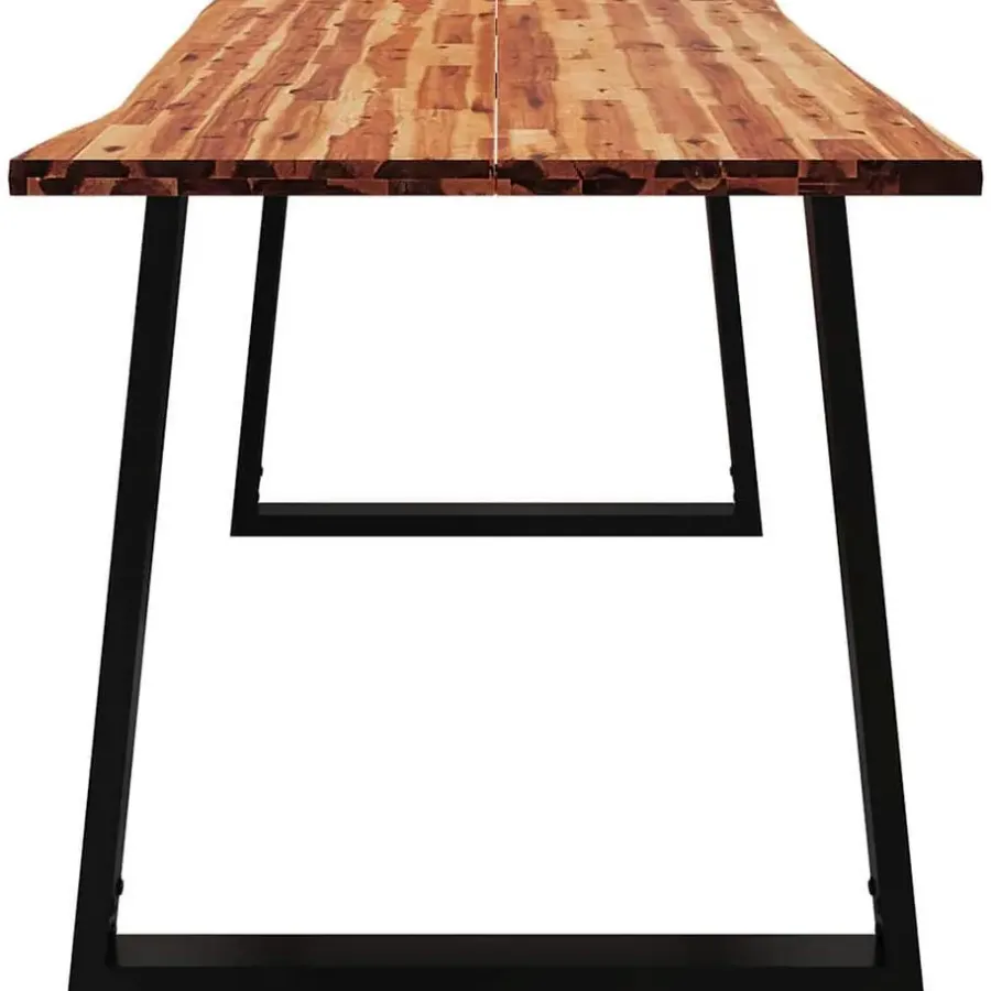 Rechthoekige Eettafels|Industriële Eettafels-vidaXL Eettafel - Rechthoekige tafel - Massief acaciahout en staal - 160x80 cm