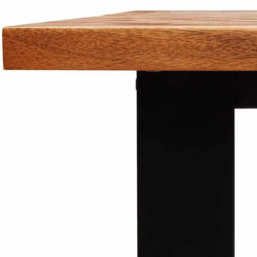 Rechthoekige Eettafels|Industriële Eettafels-vidaXL Eettafel - Rechthoekige tafel - Massief acaciahout en staal - 160x80 cm