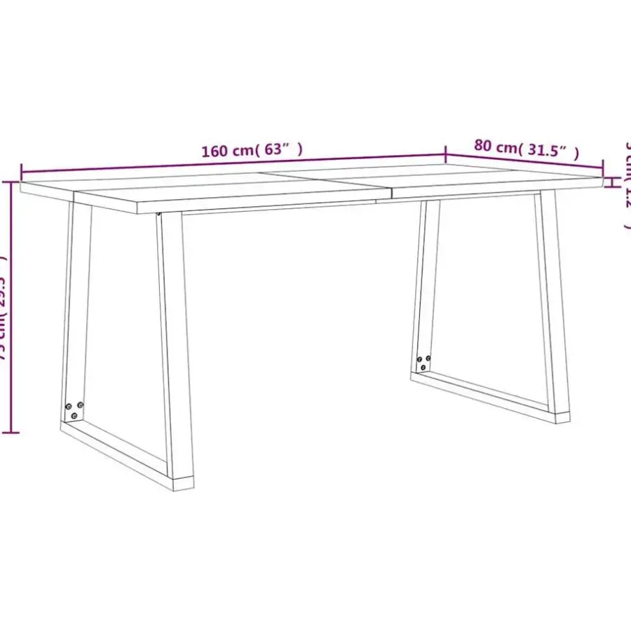 Rechthoekige Eettafels|Industriële Eettafels-vidaXL Eettafel - Rechthoekige tafel - Massief acaciahout en staal - 160x80 cm