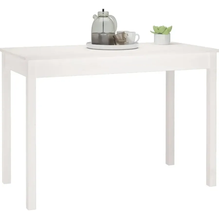 vidaXL Eettafel - Rechthoekige tafel - Wit - Massief grenenhout - 110x55 cm