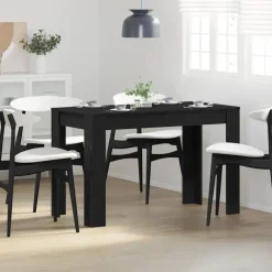 Rechthoekige Eettafels-vidaXL Eettafel - Rechthoekige tafel - Zwart eiken - Bewerkt hout - 120x60x76 cm