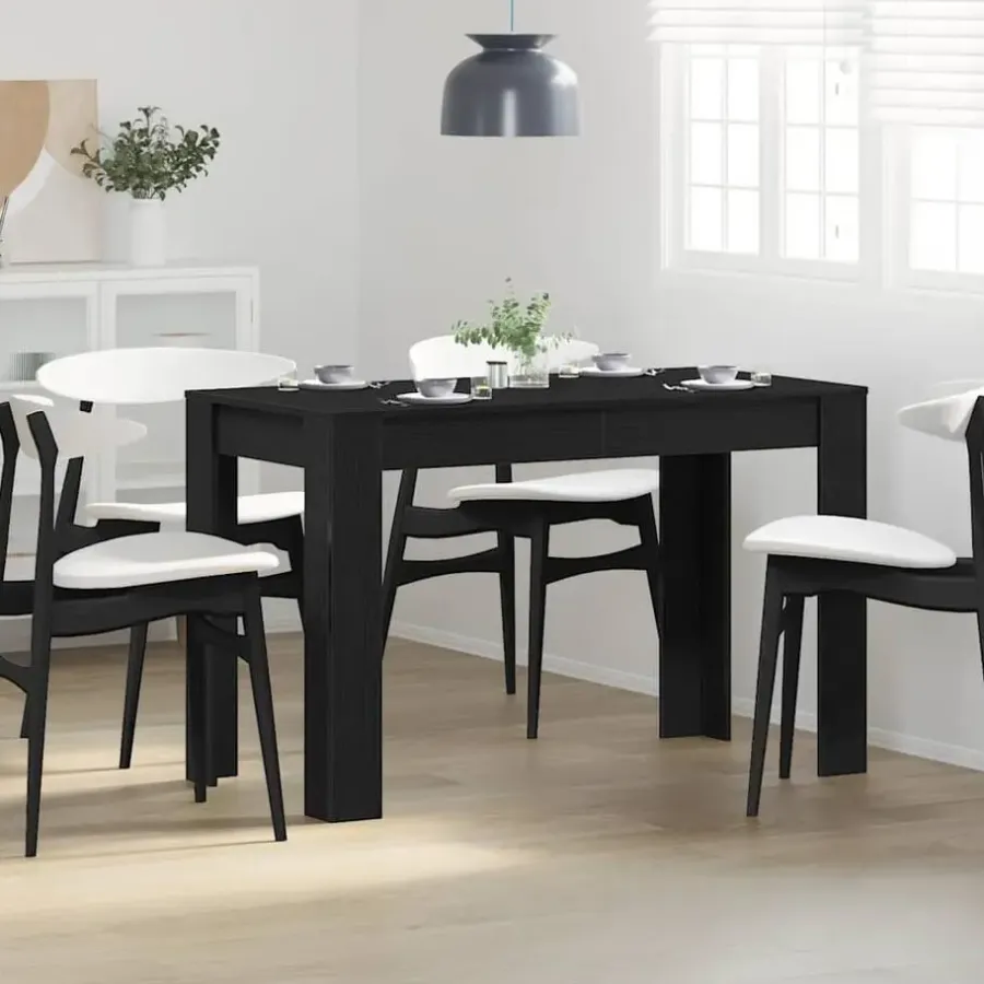Rechthoekige Eettafels-vidaXL Eettafel - Rechthoekige tafel - Zwart eiken - Bewerkt hout - 120x60x76 cm