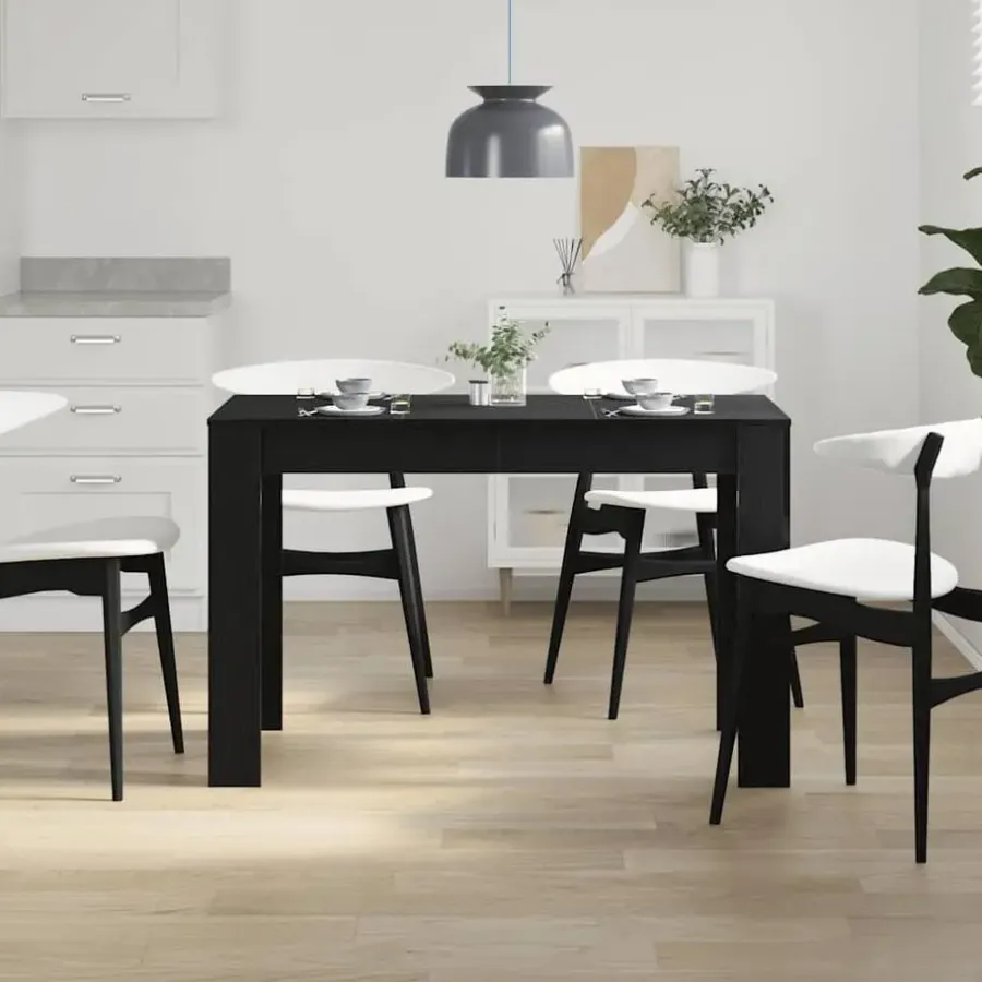 Rechthoekige Eettafels-vidaXL Eettafel - Rechthoekige tafel - Zwart eiken - Bewerkt hout - 120x60x76 cm
