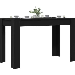 Rechthoekige Eettafels-vidaXL Eettafel - Rechthoekige tafel - Zwart eiken - Bewerkt hout - 120x60x76 cm