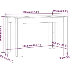 Rechthoekige Eettafels-vidaXL Eettafel - Rechthoekige tafel - Zwart eiken - Bewerkt hout - 120x60x76 cm