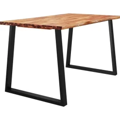 vidaXL Eettafel - Rechthoekige tafel - Massief acaciahout en staal - 140x80 cm