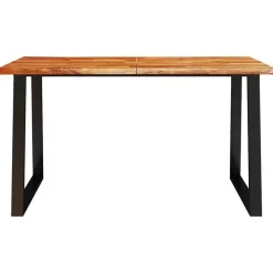 vidaXL Eettafel - Rechthoekige tafel - Massief acaciahout en staal - 140x80 cm