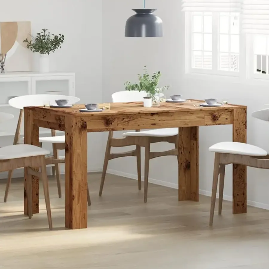Rechthoekige Eettafels-vidaXL Eettafel - Rechthoekige tafel - Oud hout - Bewerkt hout - 140x74.5x76 cm