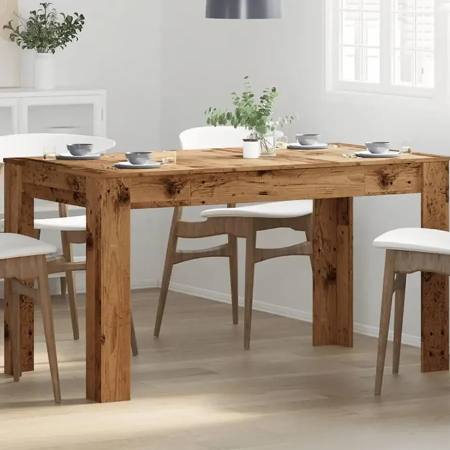 Rechthoekige Eettafels-vidaXL Eettafel - Rechthoekige tafel - Oud hout - Bewerkt hout - 140x74.5x76 cm