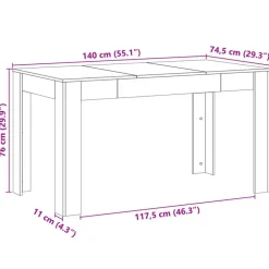 Rechthoekige Eettafels-vidaXL Eettafel - Rechthoekige tafel - Oud hout - Bewerkt hout - 140x74.5x76 cm