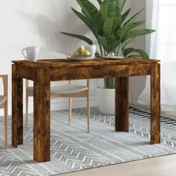 Rechthoekige Eettafels-vidaXL Eettafel - Rechthoekige tafel - Gerookt eiken - Bewerkt hout - 120x60 cm