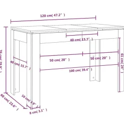 Rechthoekige Eettafels-vidaXL Eettafel - Rechthoekige tafel - Gerookt eiken - Bewerkt hout - 120x60 cm