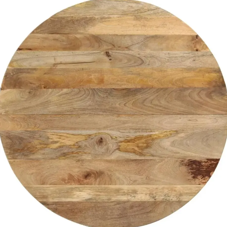 vidaXL Eettafel - Ronde tafel - Bruin&zwart - Massief mangohout&ijzer - Ø110 cm