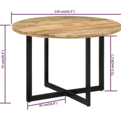 vidaXL Eettafel - Ronde tafel - Bruin&zwart - Massief mangohout&ijzer - Ø110 cm