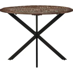 vidaXL Eettafel - Ronde tafel - Massief gerecycled hout en staal - Ø110 cm