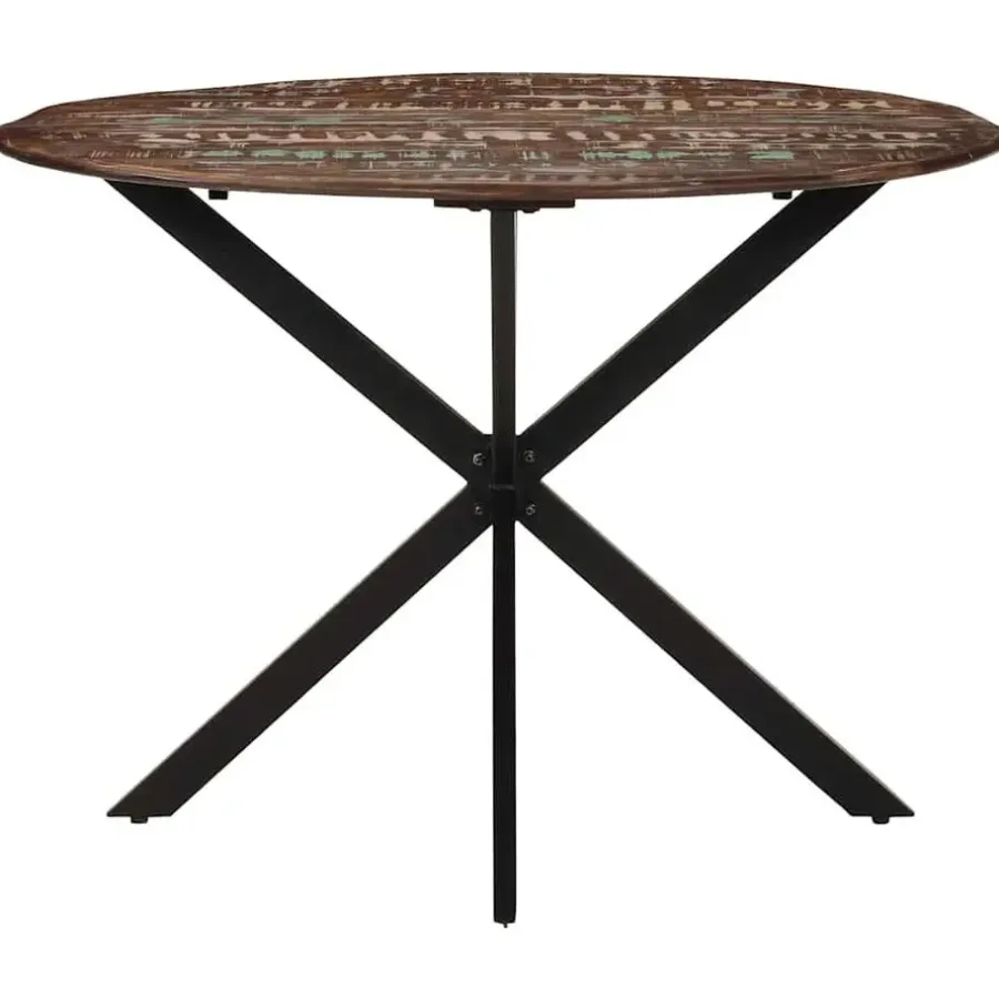 vidaXL Eettafel - Ronde tafel - Massief gerecycled hout en staal - Ø110 cm