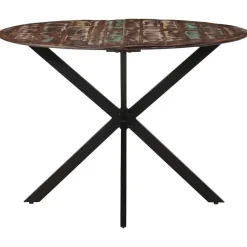 vidaXL Eettafel - Ronde tafel - Massief gerecycled hout en staal - Ø110 cm