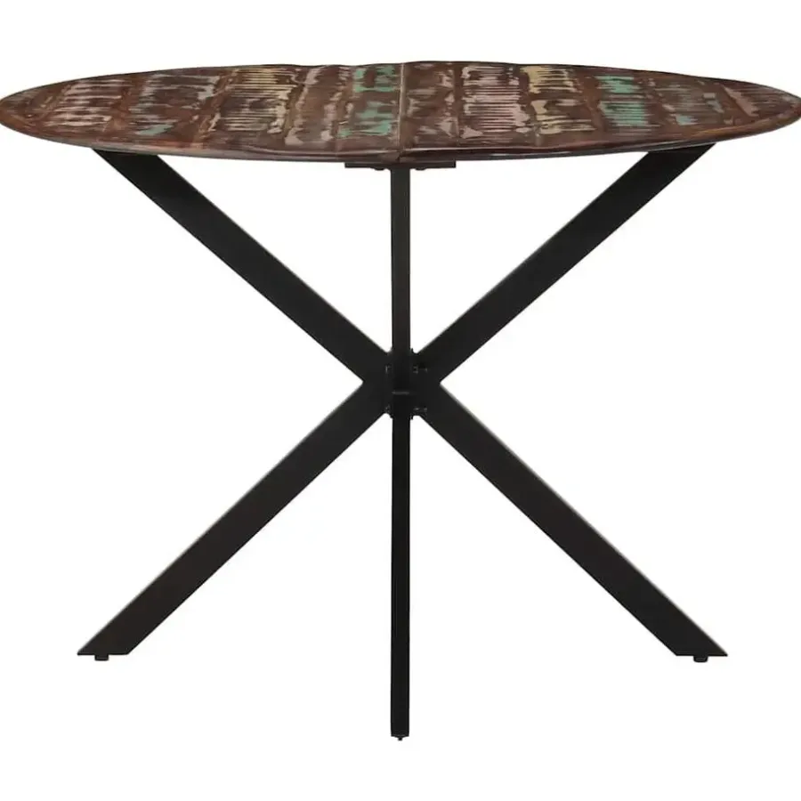 vidaXL Eettafel - Ronde tafel - Massief gerecycled hout en staal - Ø110 cm