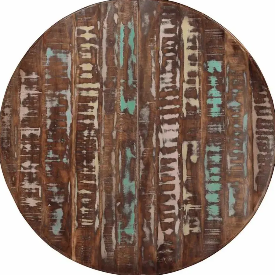 vidaXL Eettafel - Ronde tafel - Massief gerecycled hout en staal - Ø110 cm
