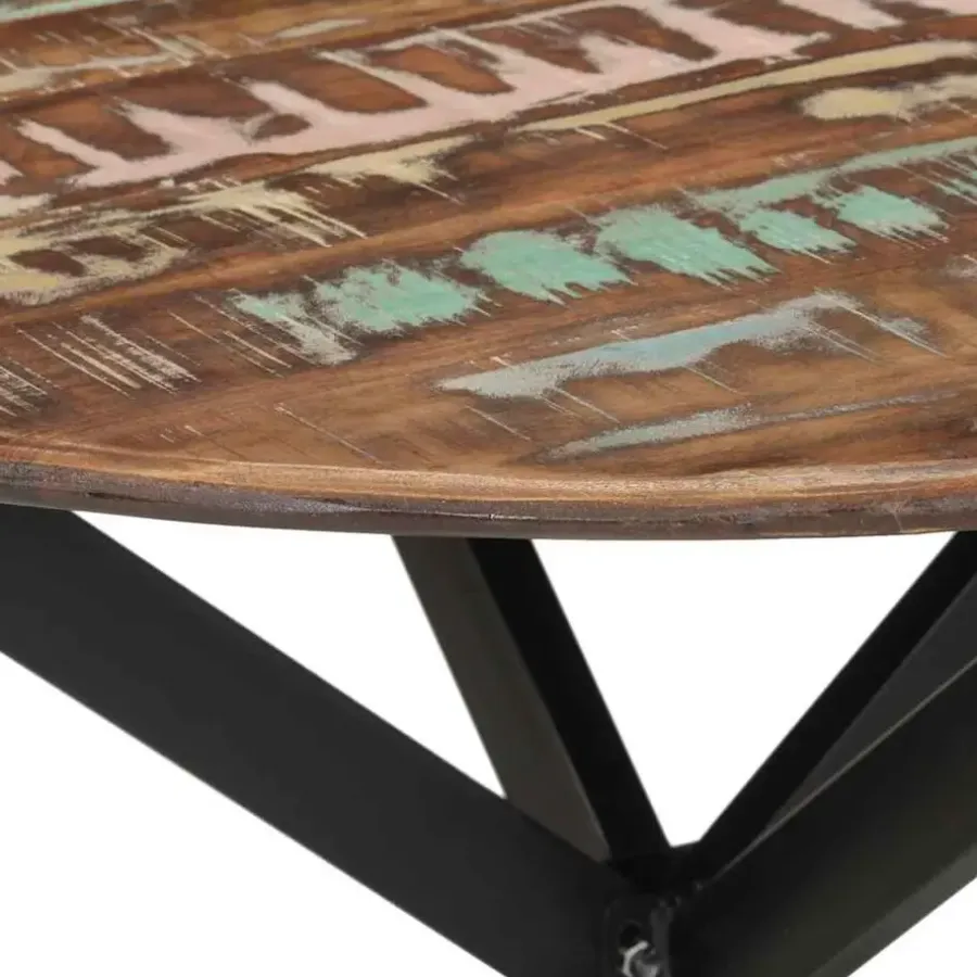 vidaXL Eettafel - Ronde tafel - Massief gerecycled hout en staal - Ø110 cm